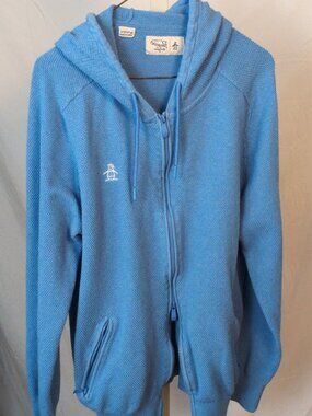 Knit Penguin Blue Double Zipper Light Hoodie